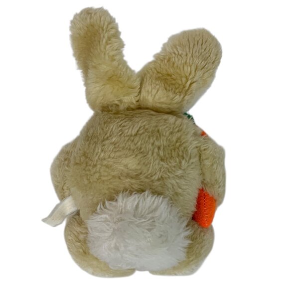 Vintage Dan-Dee 1975 Plush Bunny Holding Carrot Beige White Stuffed Animal Toy - Picture 3 of 7